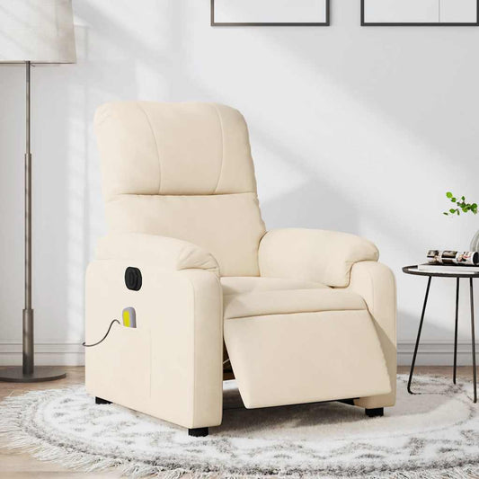 Fauteuil de massage électrique en tissu microfibre beige