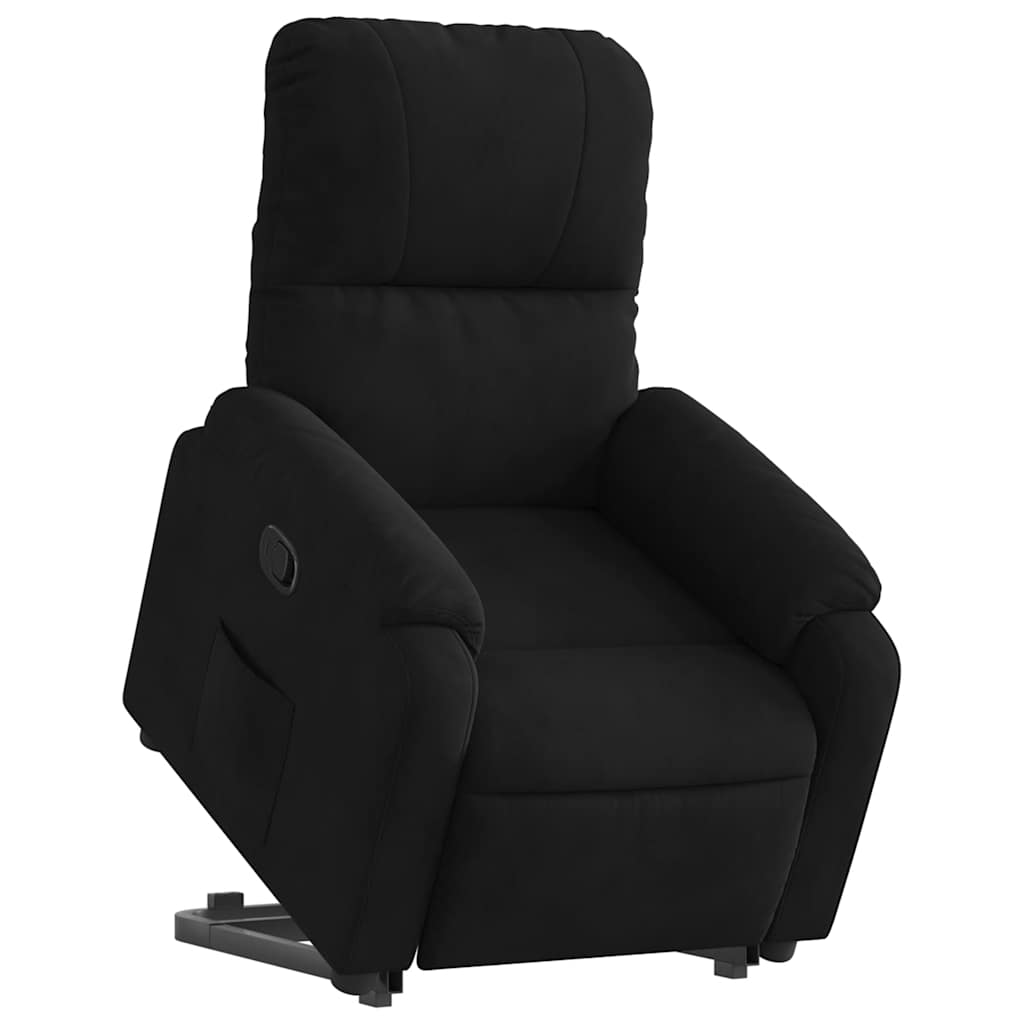 Relaxsessel mit Aufstehhilfe Schwarz Mikrofasergewebe