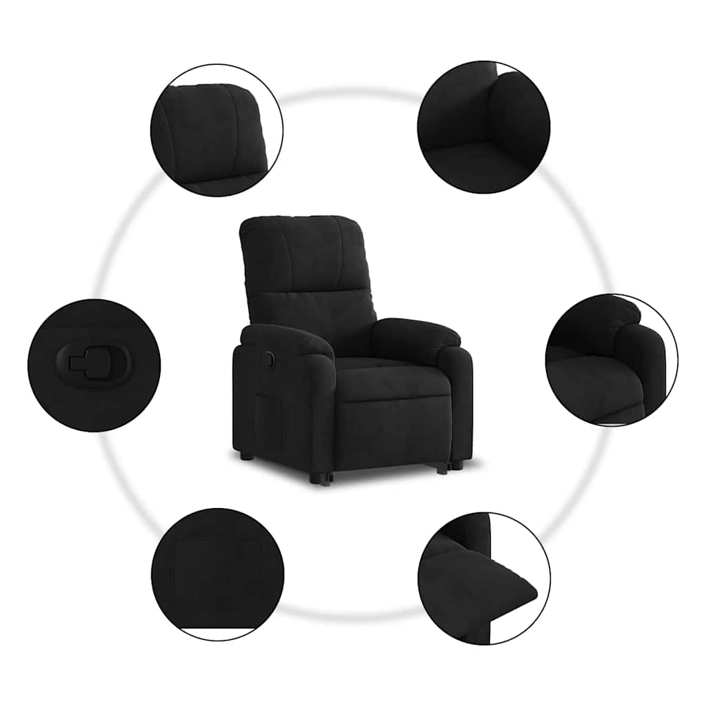 Relaxsessel mit Aufstehhilfe Schwarz Mikrofasergewebe