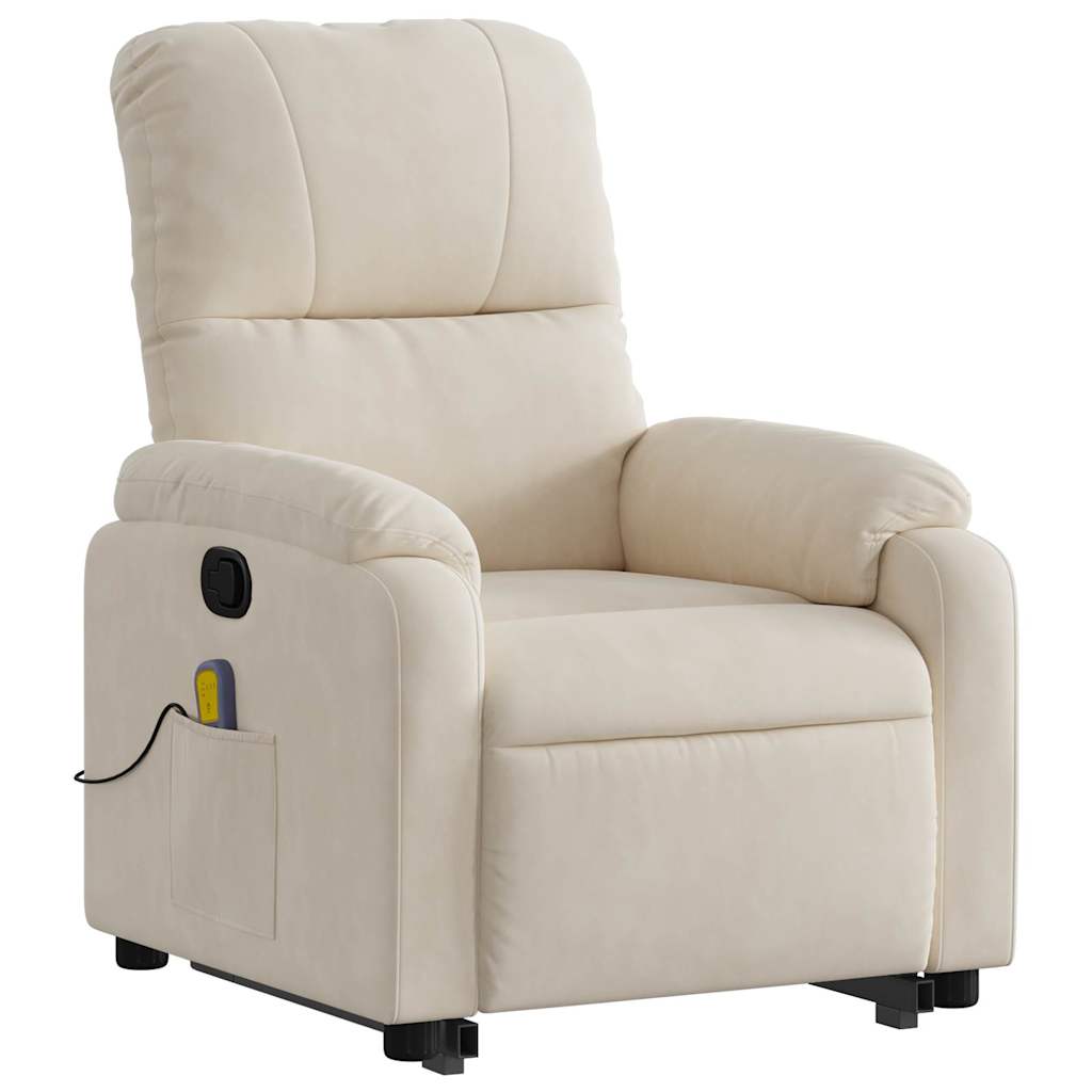 Fauteuil de massage avec aide au verticalisation en tissu microfibre beige