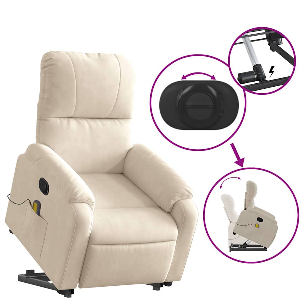 Fauteuil de massage avec aide au verticalisation en tissu microfibre beige