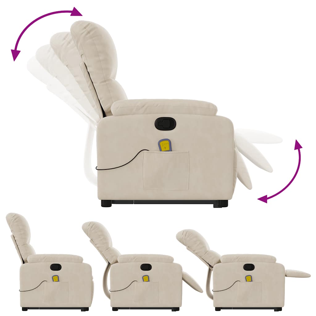 Fauteuil de massage avec aide au verticalisation en tissu microfibre beige