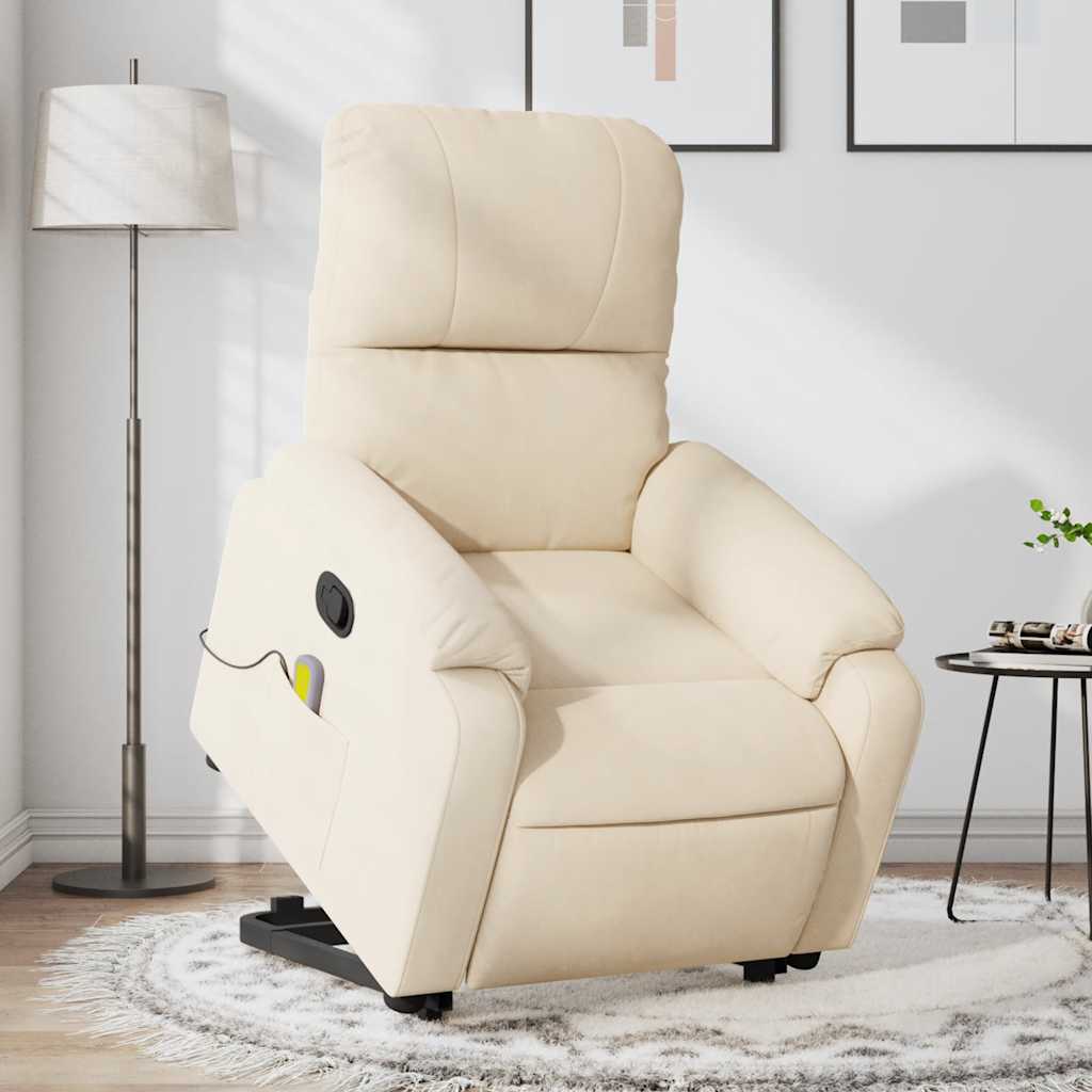 Fauteuil de massage avec aide au verticalisation en tissu microfibre beige
