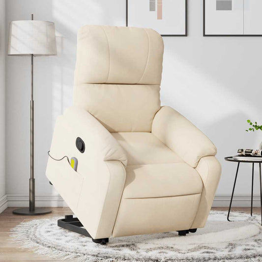 Massagesessel mit Aufstehhilfe Beige Mikrofasergewebe