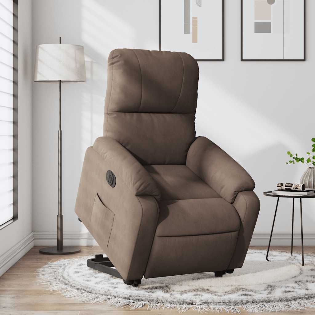 Relaxsessel mit Aufstehhilfe Elektrisch Braun Mikrofasergewebe