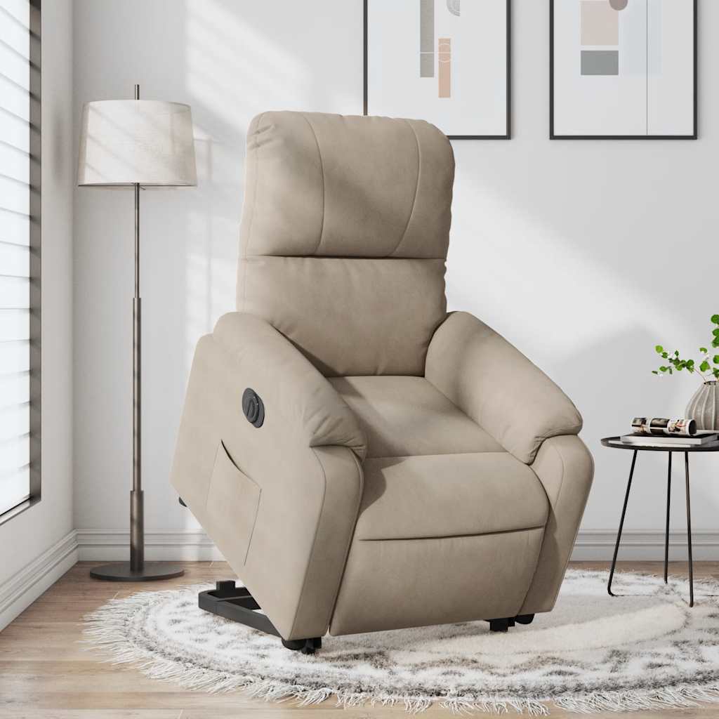 Relaxsessel mit Aufstehhilfe Elektrisch Taupe Mikrofasergewebe