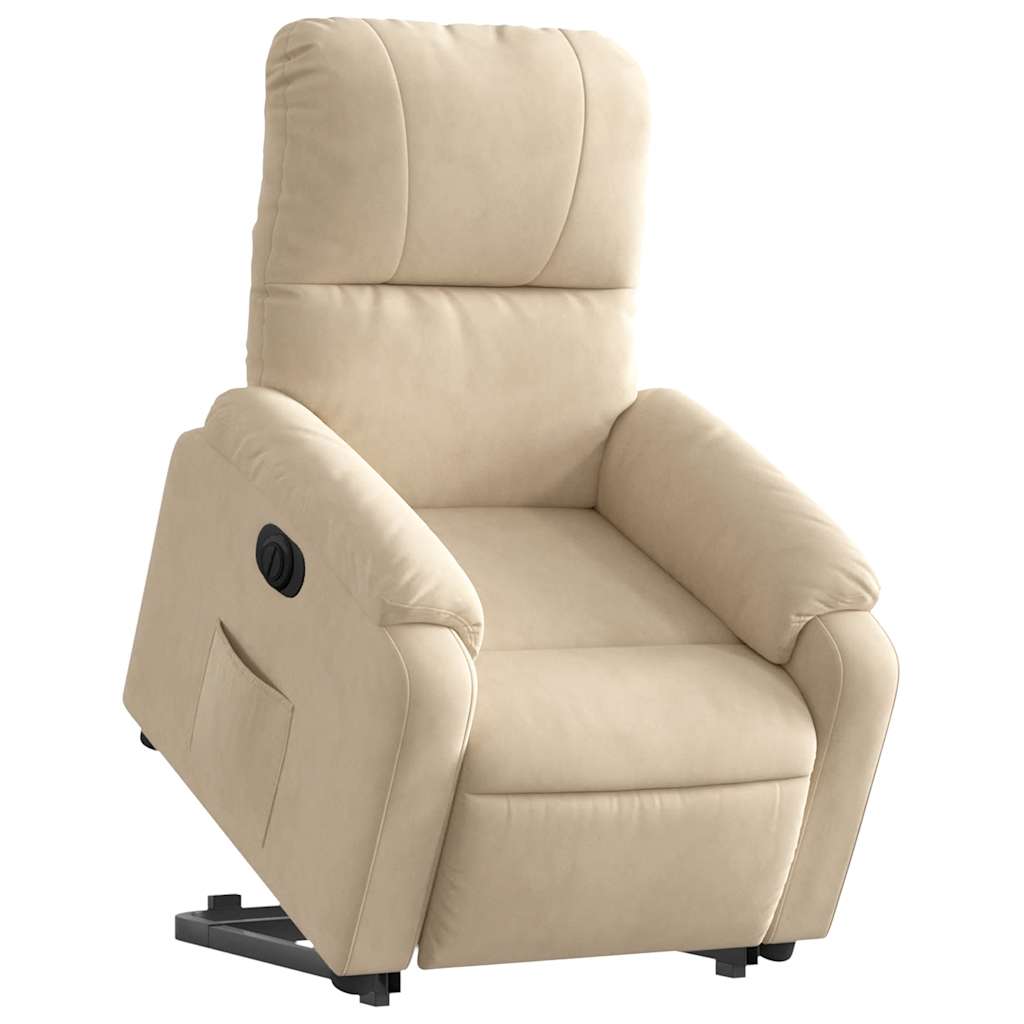 Relaxsessel mit Aufstehhilfe Elektrisch Creme Mikrofasergewebe