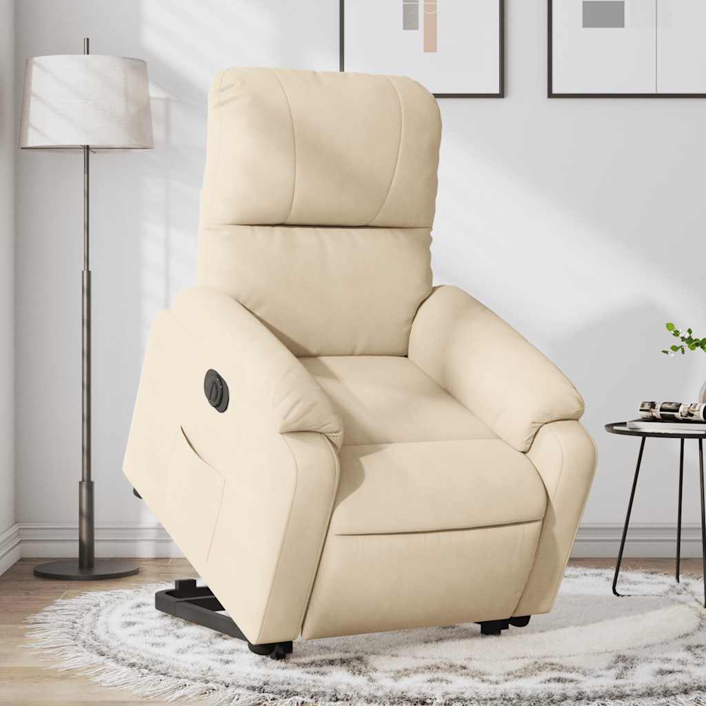 Relaxsessel mit Aufstehhilfe Elektrisch Creme Mikrofasergewebe