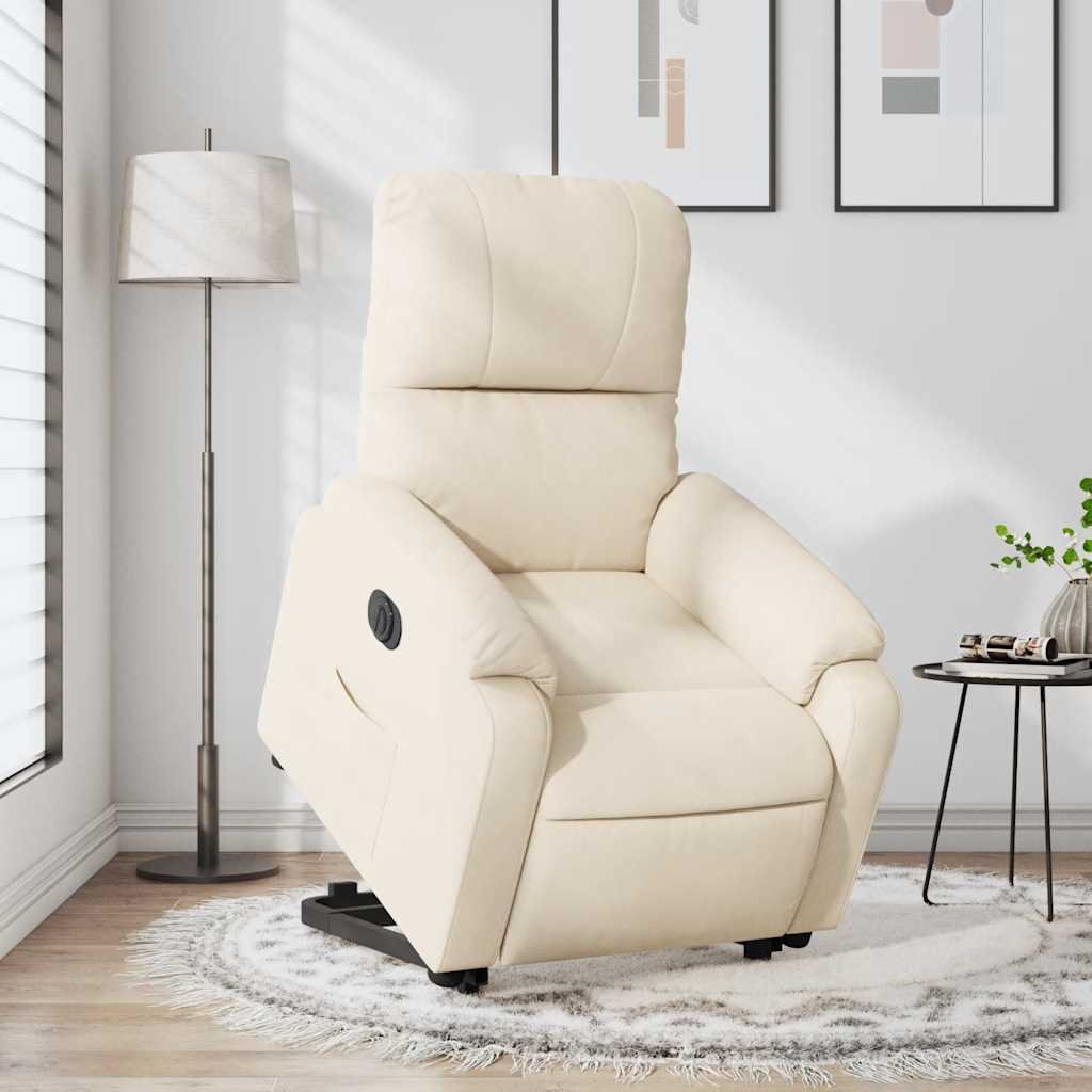 Relaxsessel mit Aufstehhilfe Elektrisch Beige Mikrofasergewebe