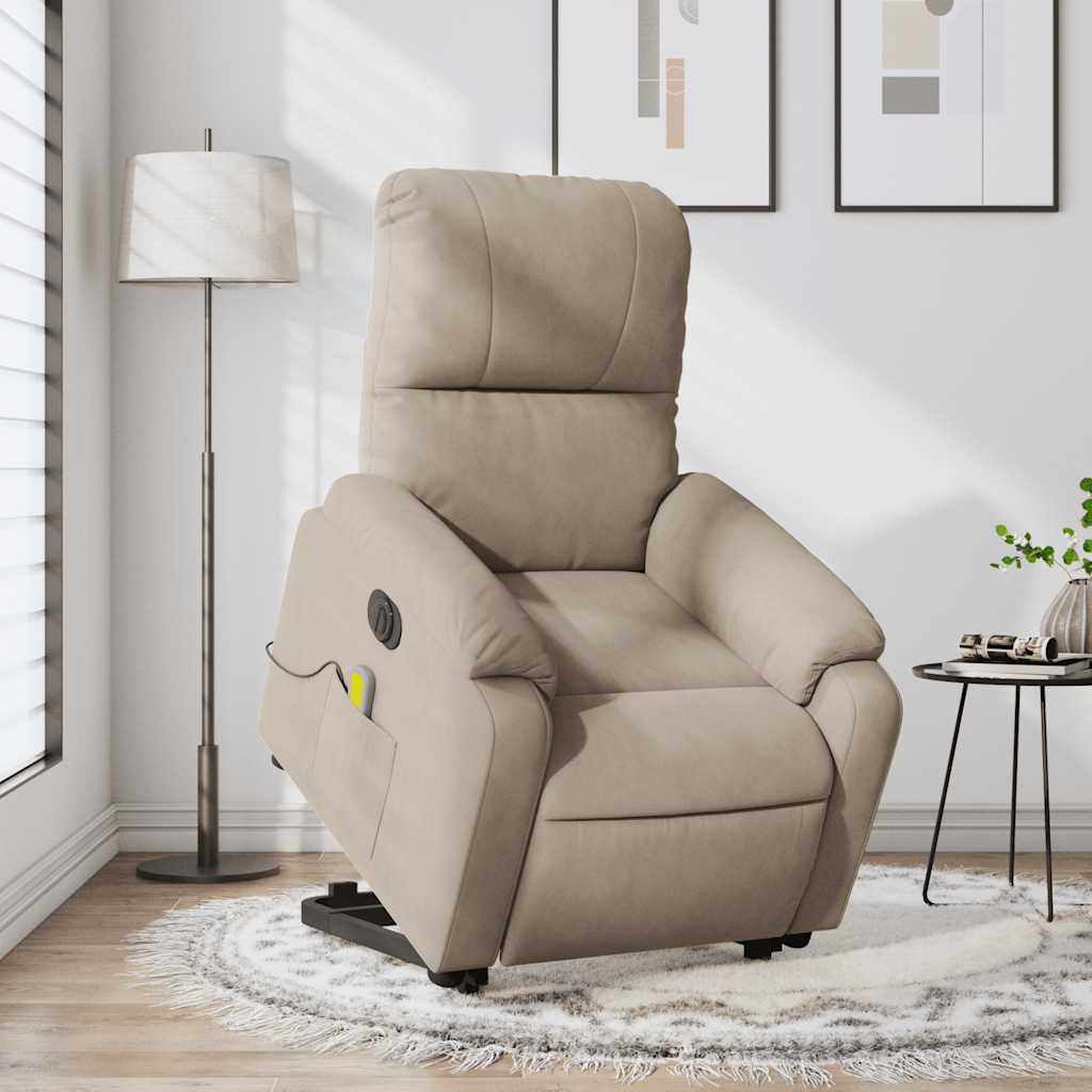 Massagesessel Aufstehhilfe Elektrisch Taupe Mikrofasergewebe