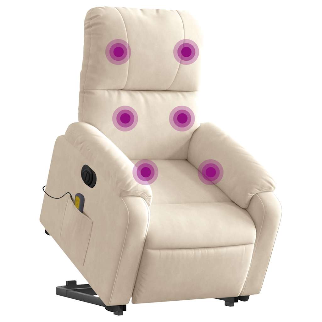 Massagesessel Aufstehhilfe Elektrisch Beige Mikrofasergewebe