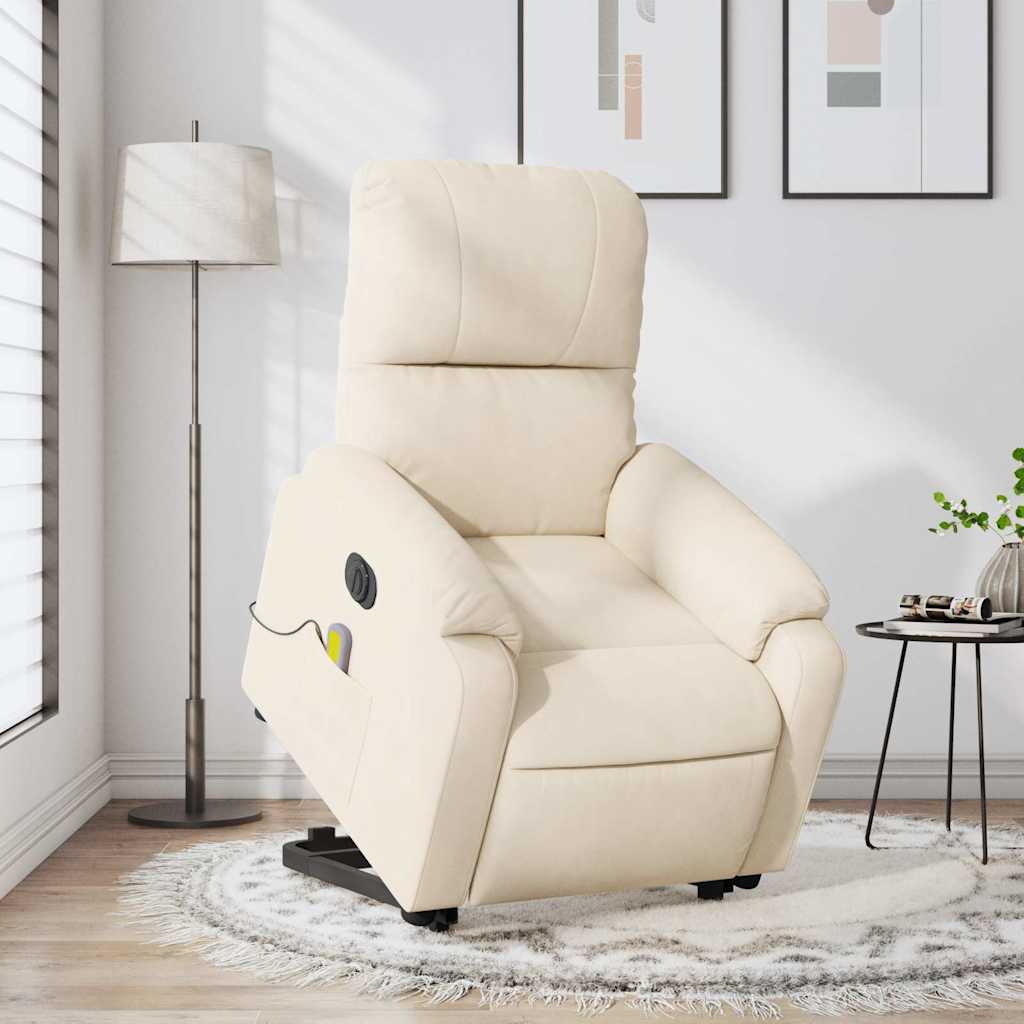 Massagesessel Aufstehhilfe Elektrisch Beige Mikrofasergewebe