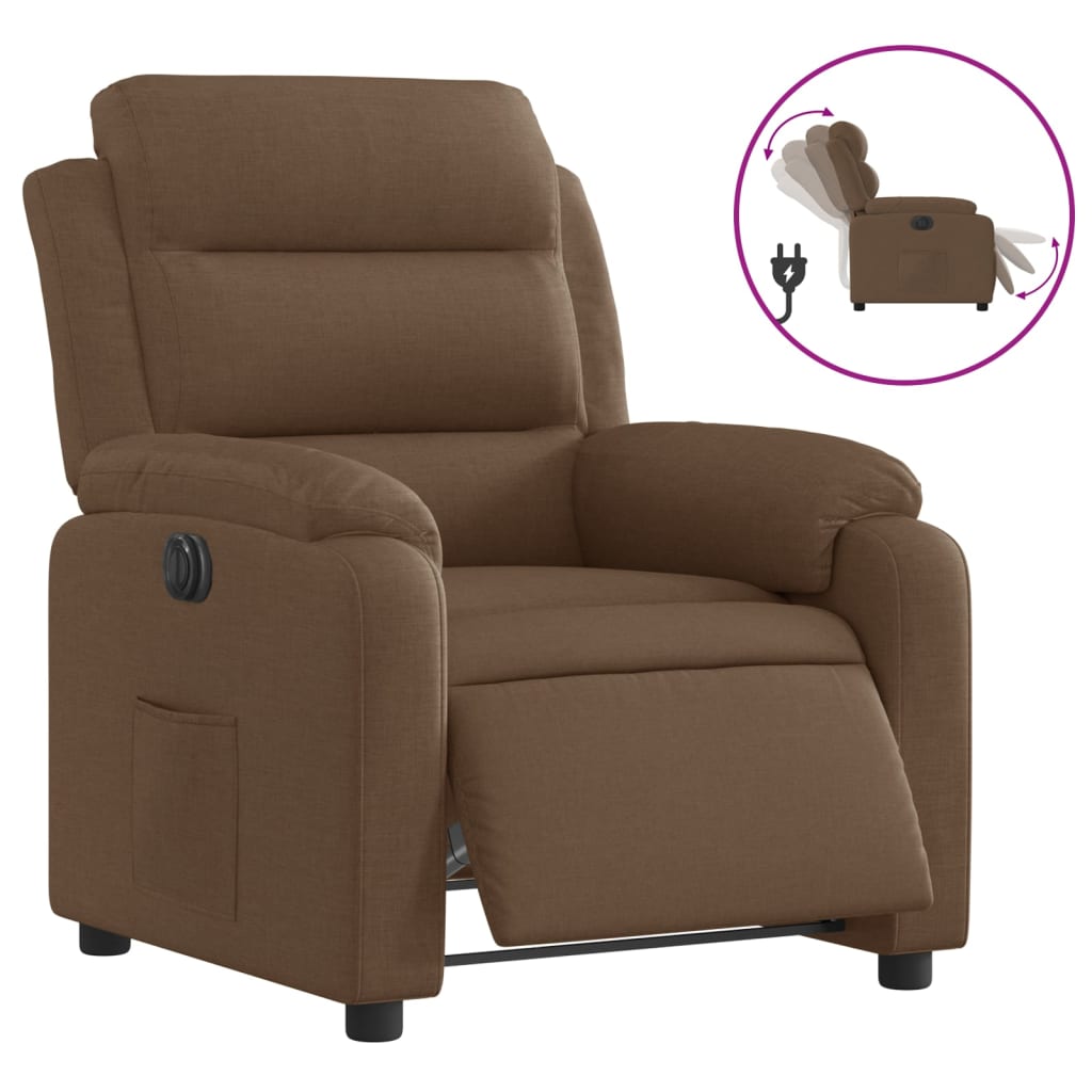 Electric recliner chair brown fabric