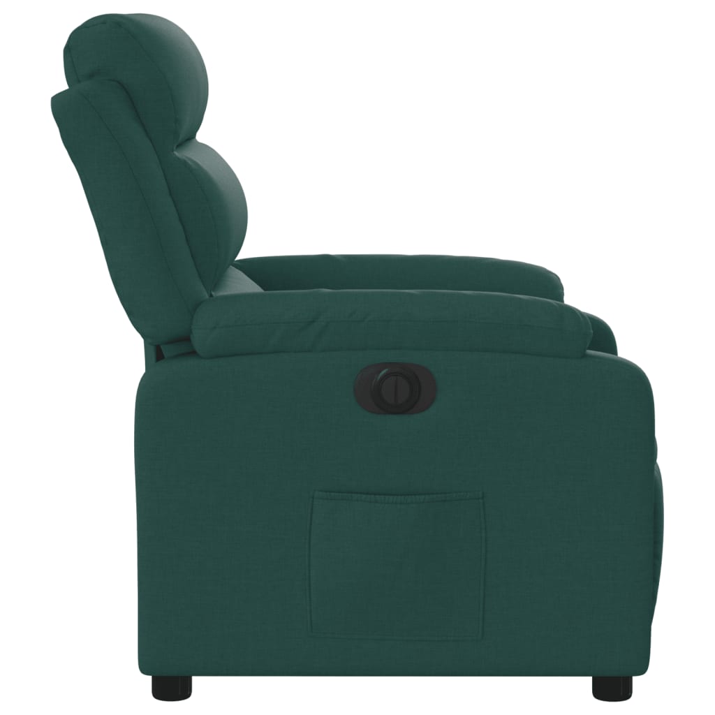 Fauteuil inclinable électrique en tissu vert foncé