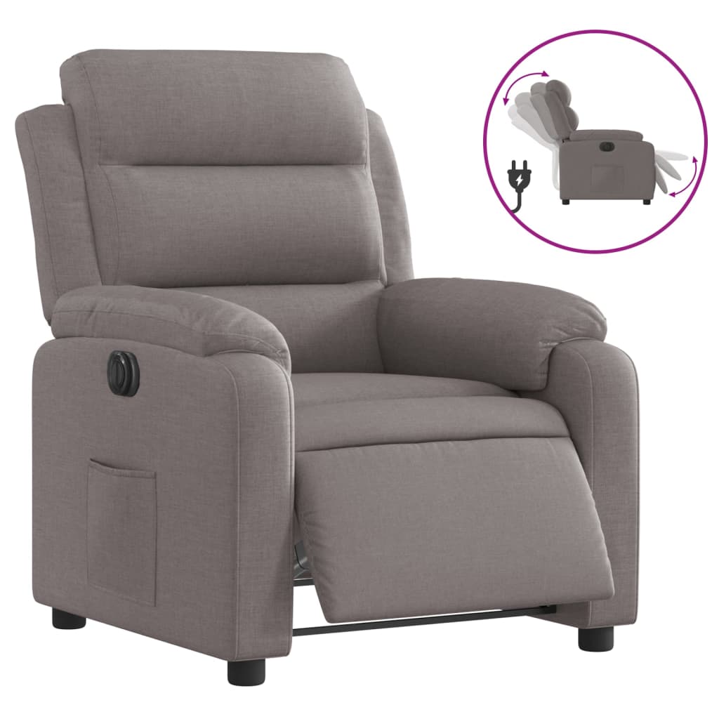 Fauteuil inclinable électrique en tissu taupe