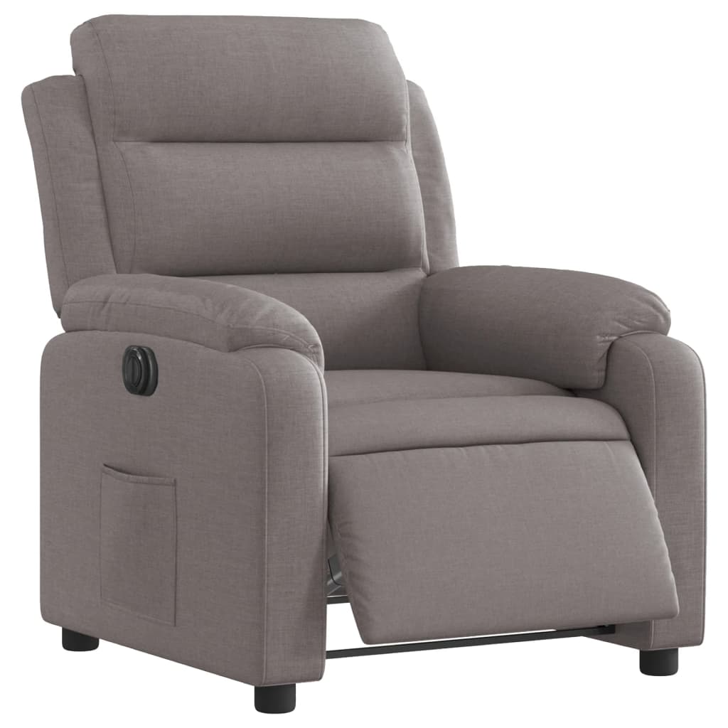 Fauteuil inclinable électrique en tissu taupe