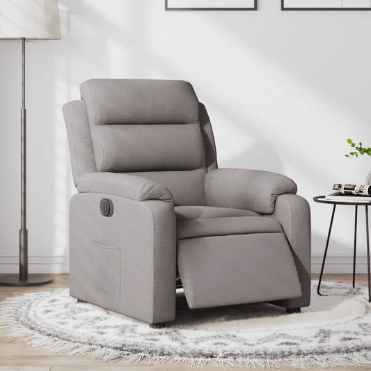 Electric recliner chair in taupe fabric