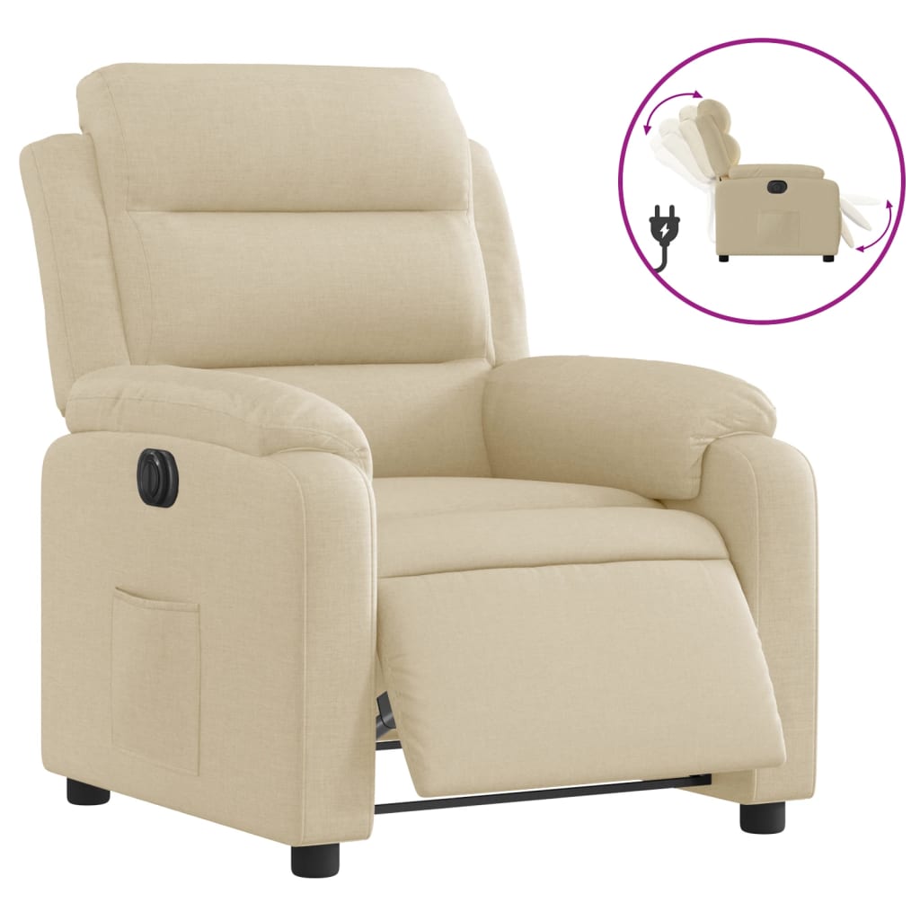 Fauteuil inclinable électrique en tissu crème