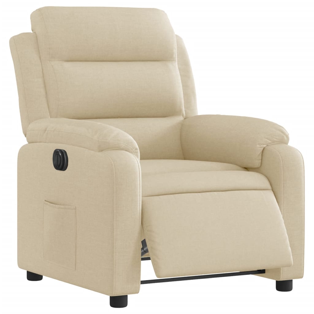 Fauteuil inclinable électrique en tissu crème