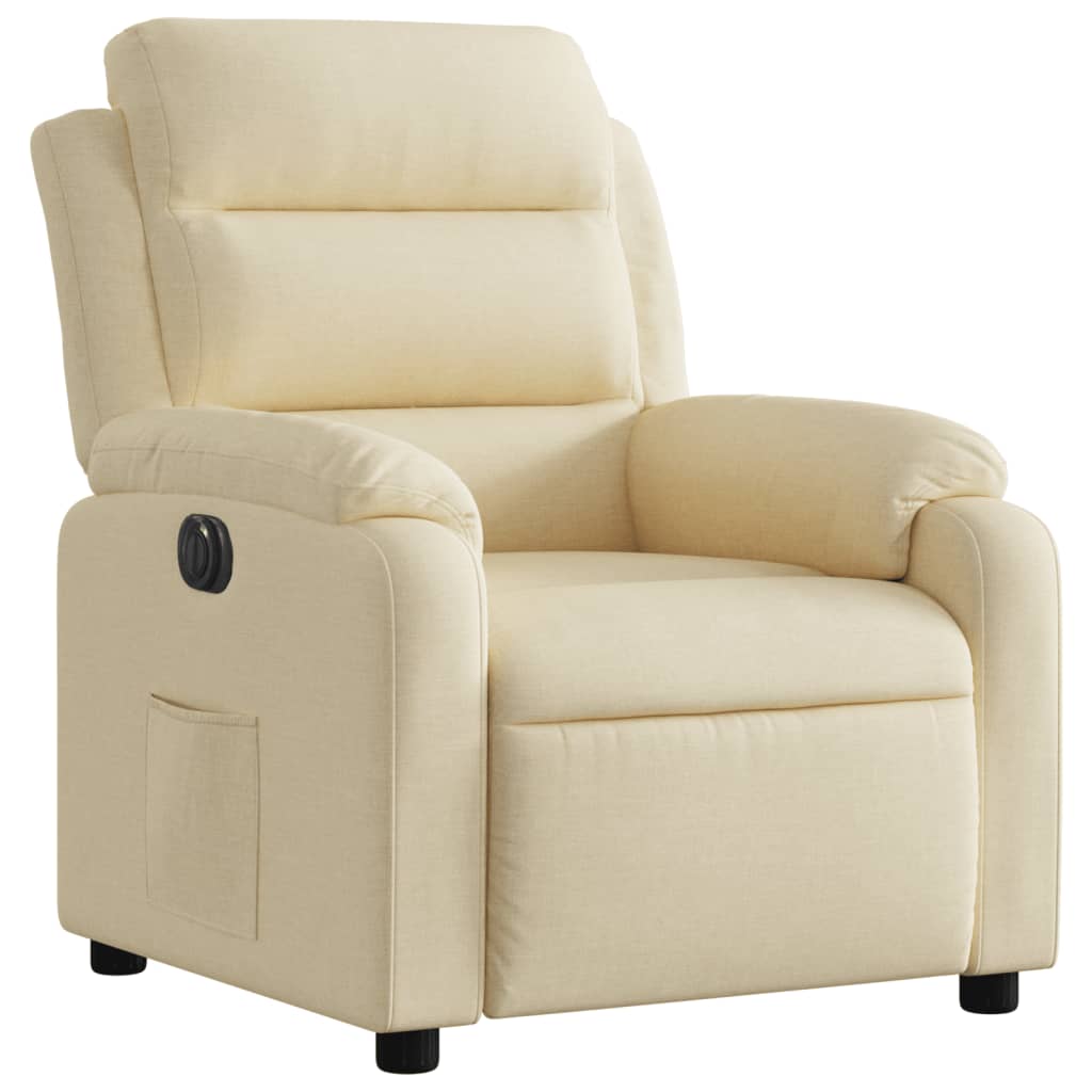 Fauteuil inclinable électrique en tissu crème