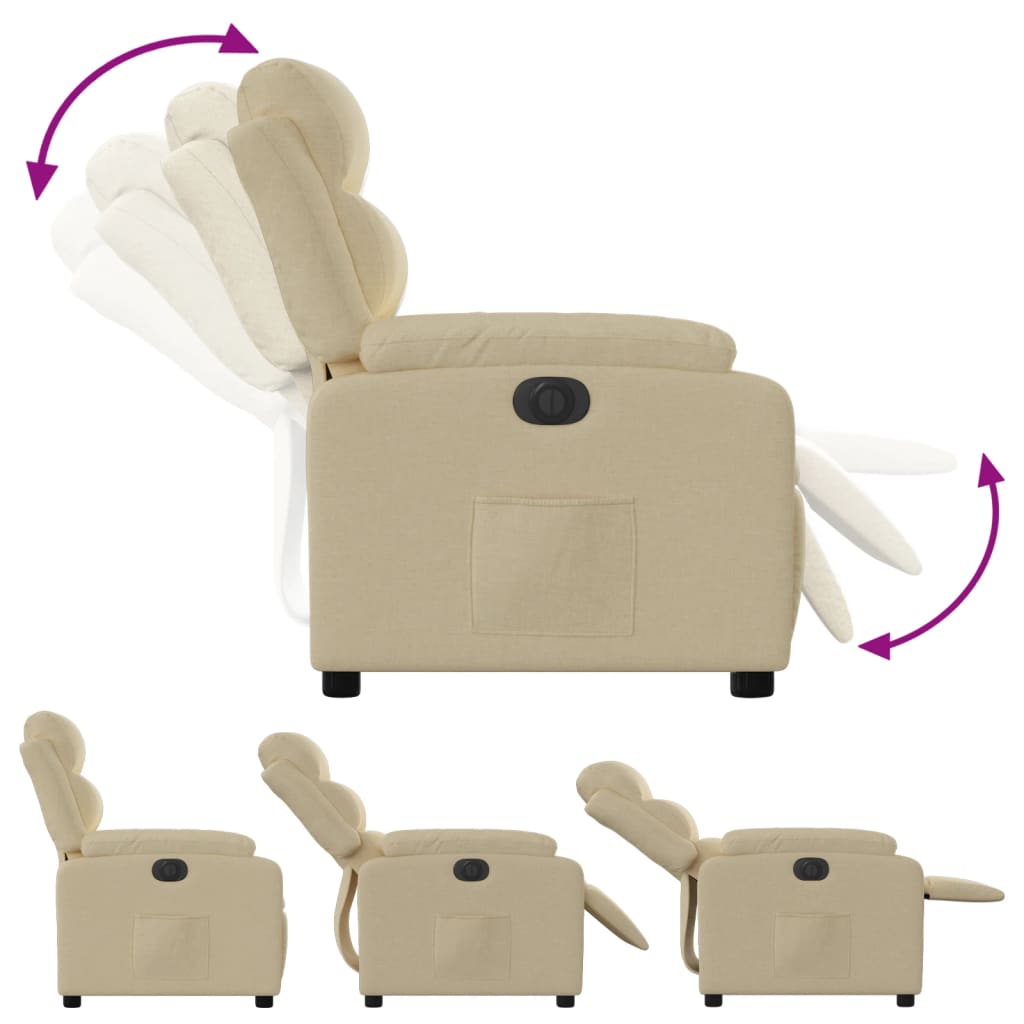 Fauteuil inclinable électrique en tissu crème