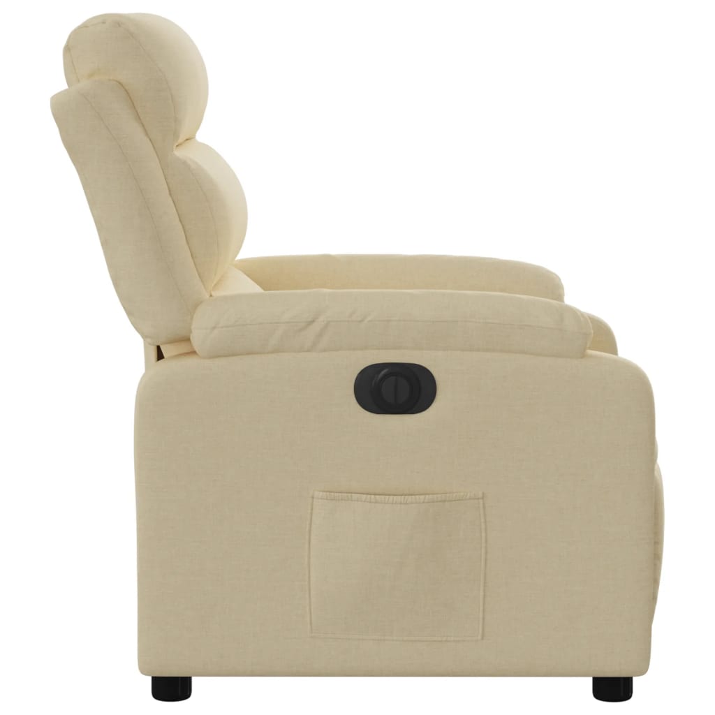 Fauteuil inclinable électrique en tissu crème