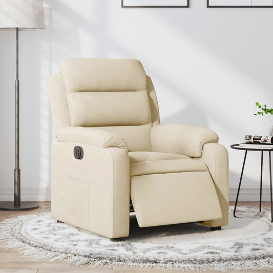 Fauteuil inclinable électrique en tissu crème