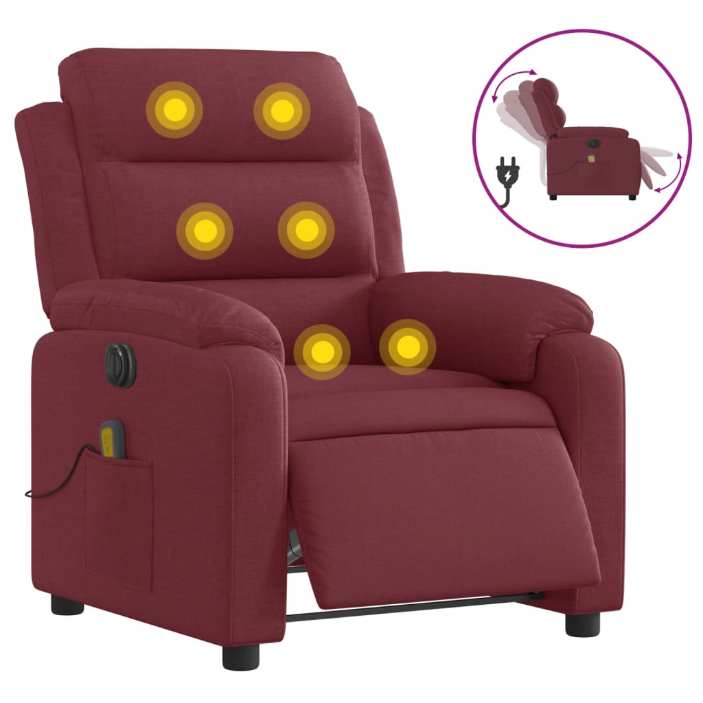 Fauteuil de massage électrique en tissu rouge vin