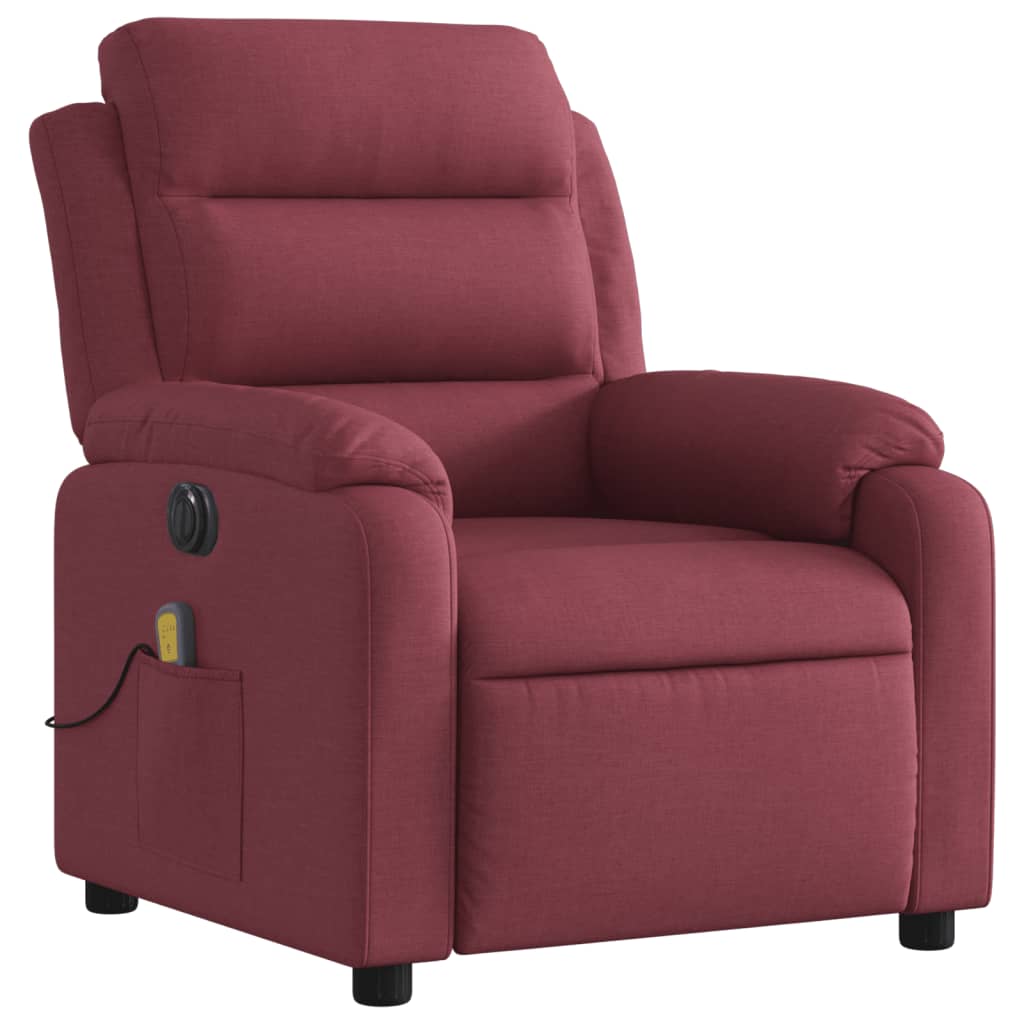 Fauteuil de massage électrique en tissu rouge vin