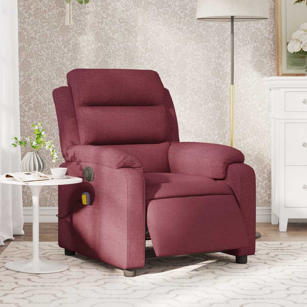 Fauteuil de massage électrique en tissu rouge vin