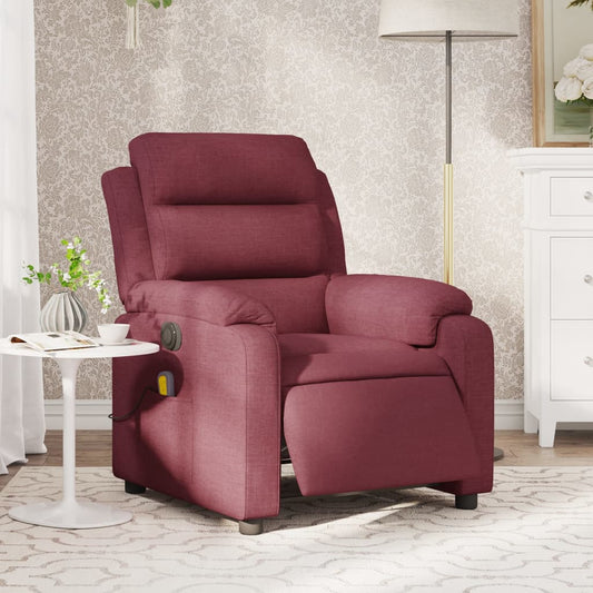 Fauteuil de massage électrique en tissu rouge vin