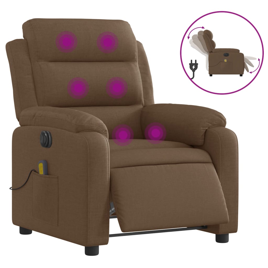 Fauteuil de massage électrique en tissu marron