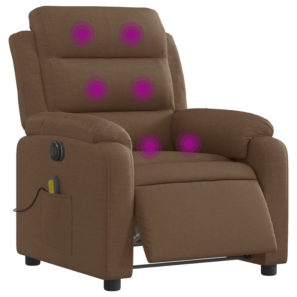 Fauteuil de massage électrique en tissu marron