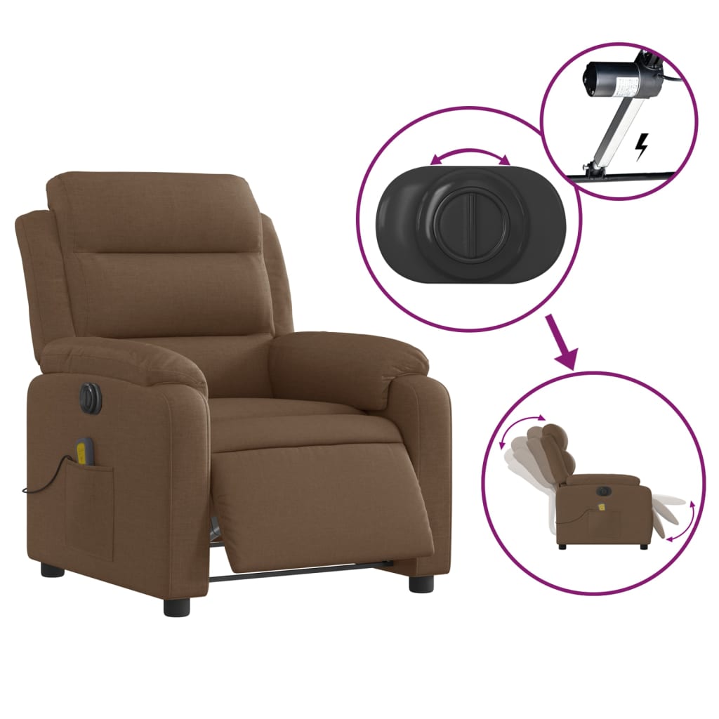 Fauteuil de massage électrique en tissu marron