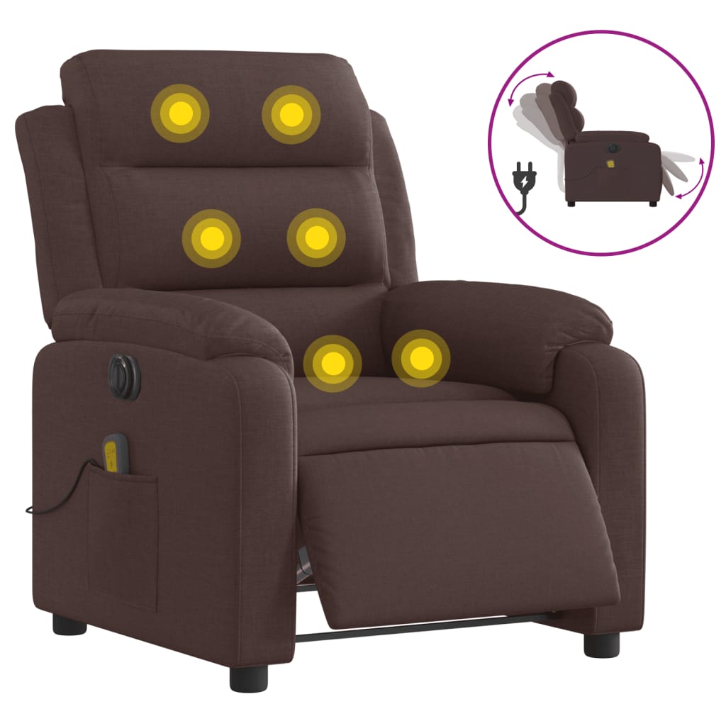 Electric Massage Chair Dark Brown Fabric
