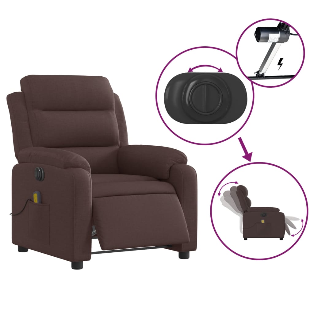 Electric Massage Chair Dark Brown Fabric