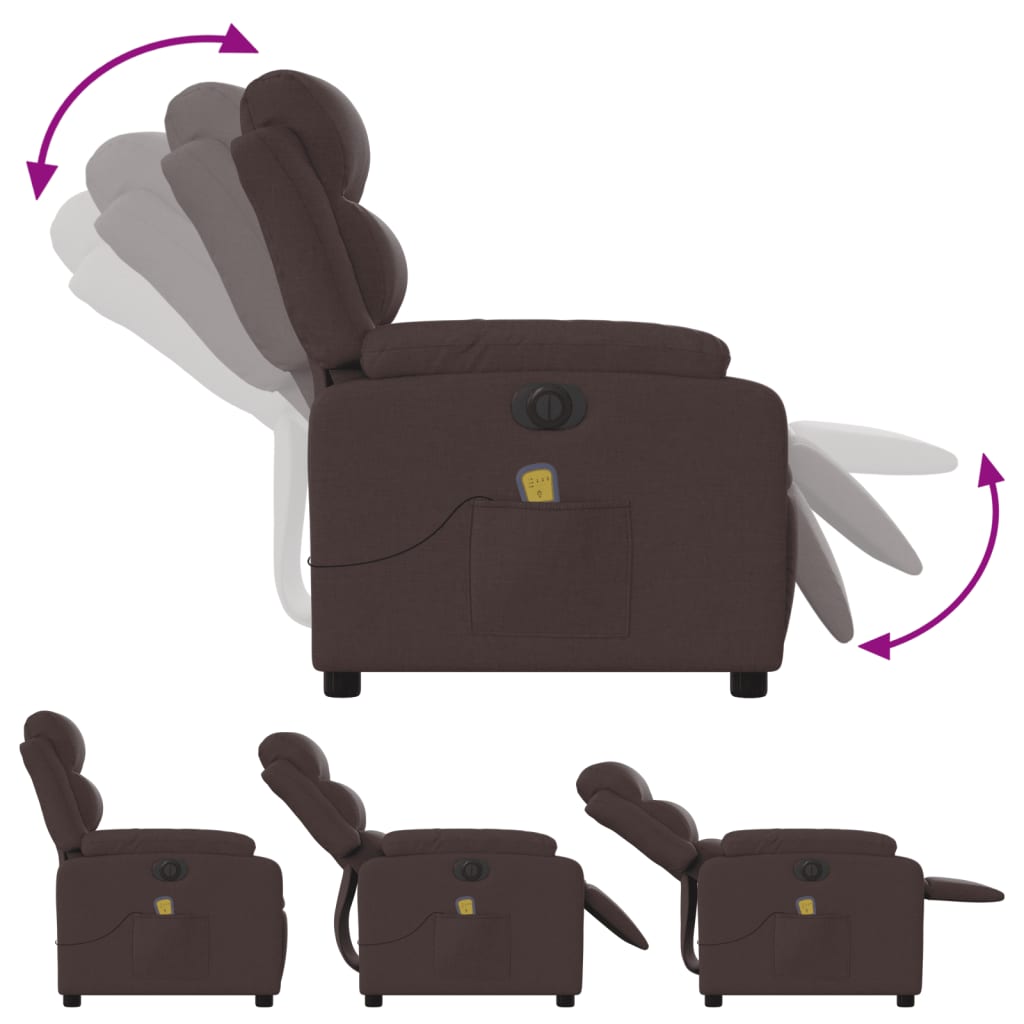 Electric Massage Chair Dark Brown Fabric