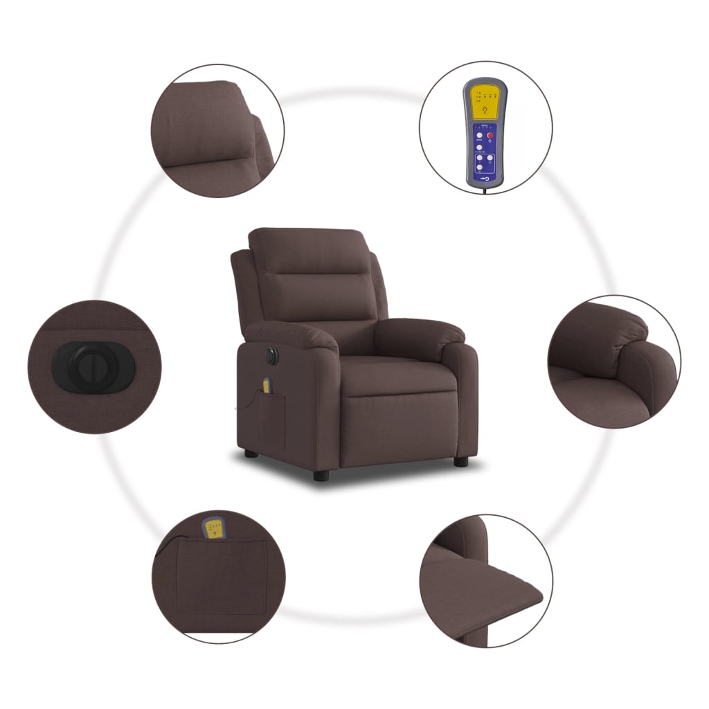 Electric Massage Chair Dark Brown Fabric