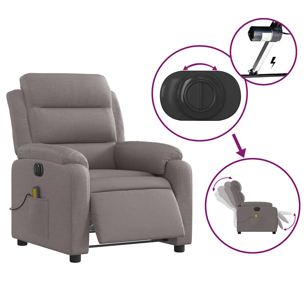 Fauteuil de massage électrique en tissu taupe
