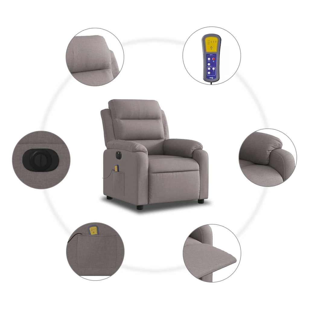 Fauteuil de massage électrique en tissu taupe