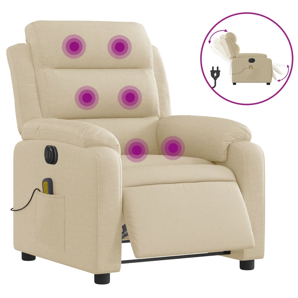 Fauteuil de massage électrique en tissu crème