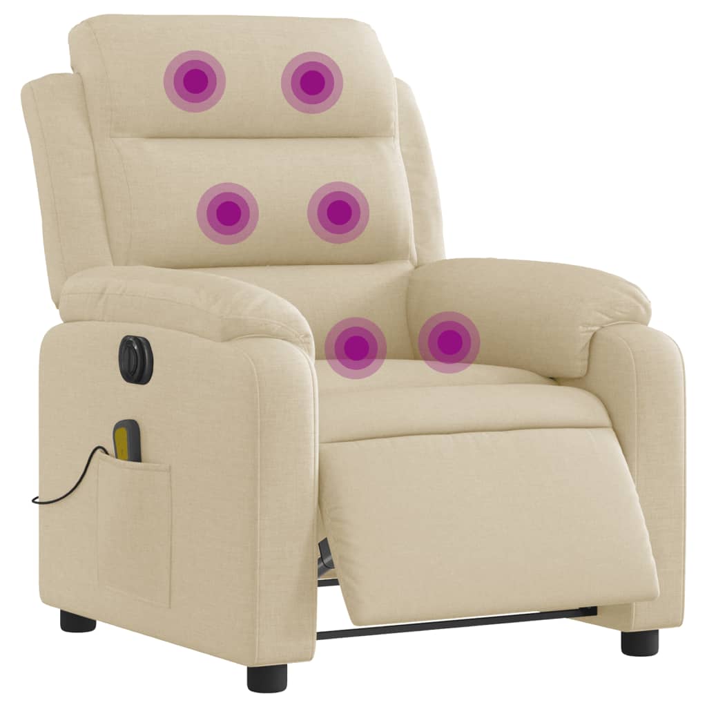 Fauteuil de massage électrique en tissu crème