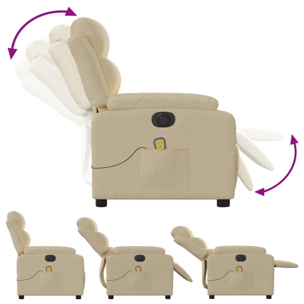 Fauteuil de massage électrique en tissu crème