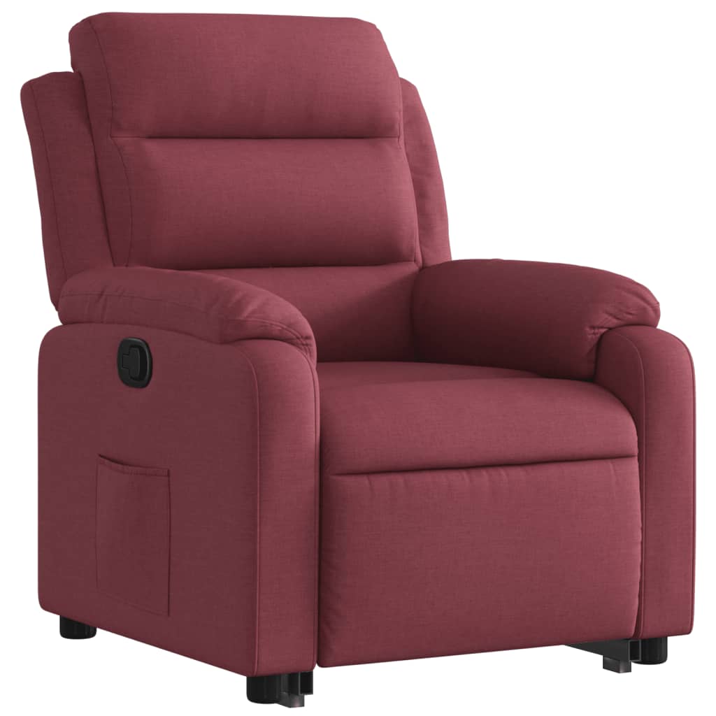 Fauteuil relax avec aide à la verticalisation en tissu rouge vin