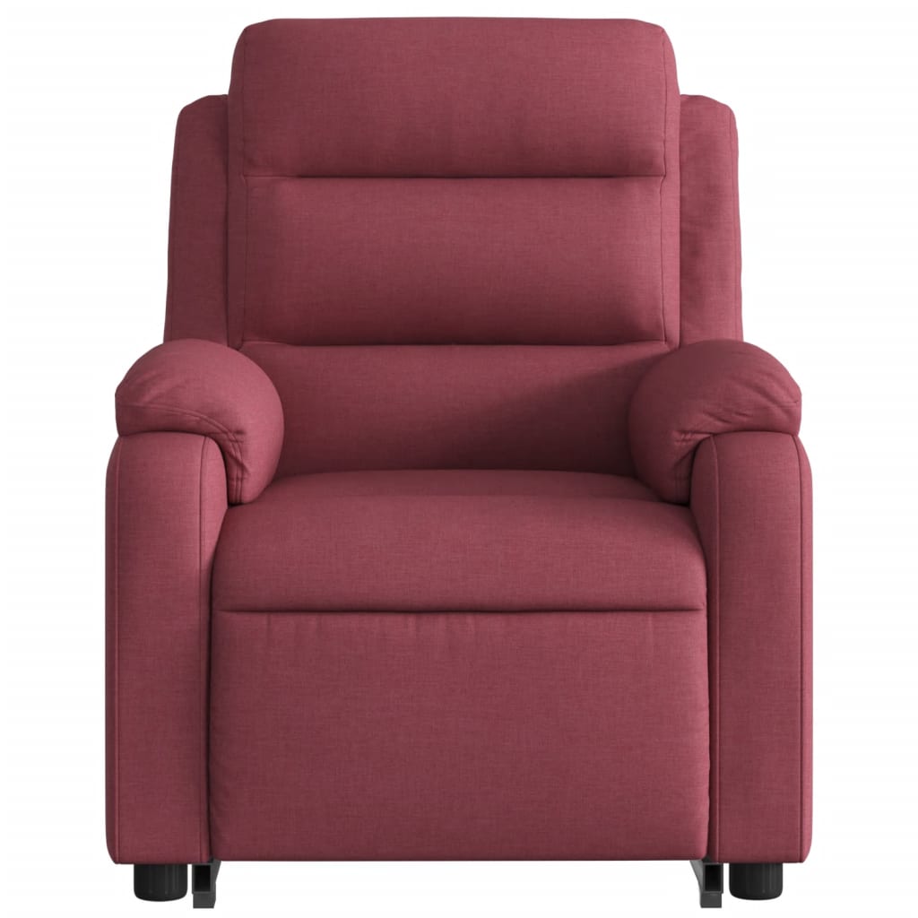 Fauteuil relax avec aide à la verticalisation en tissu rouge vin