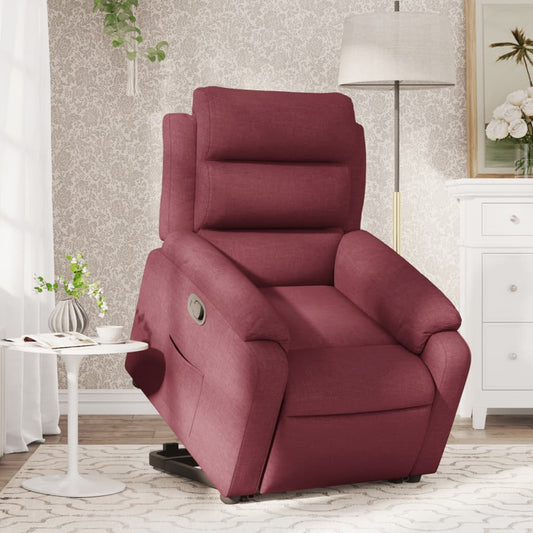 Fauteuil relax avec aide à la verticalisation en tissu rouge vin