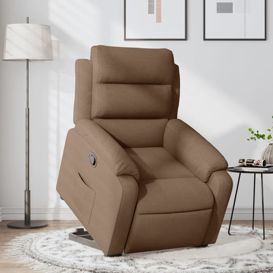Fauteuil inclinable avec aide à la verticalisation en tissu marron