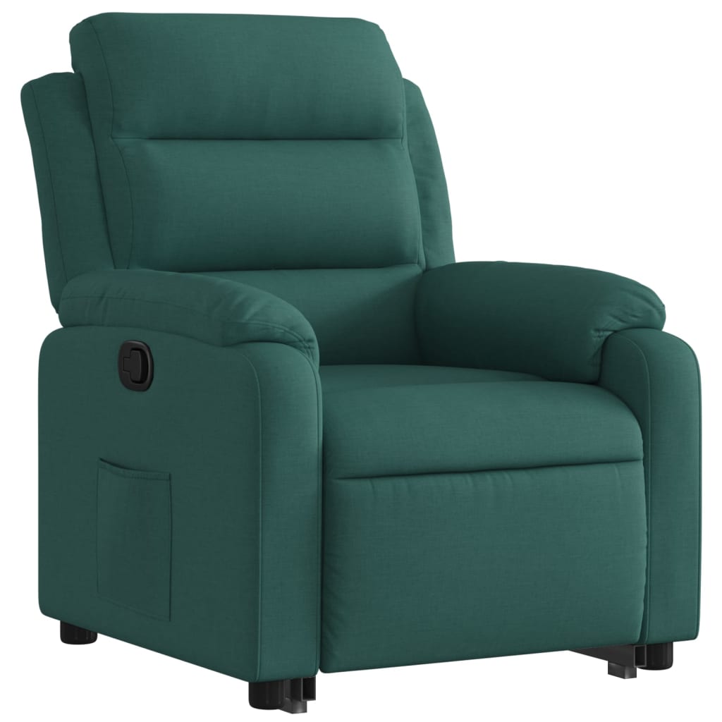 Fauteuil relax avec aide à la verticalisation en tissu vert foncé