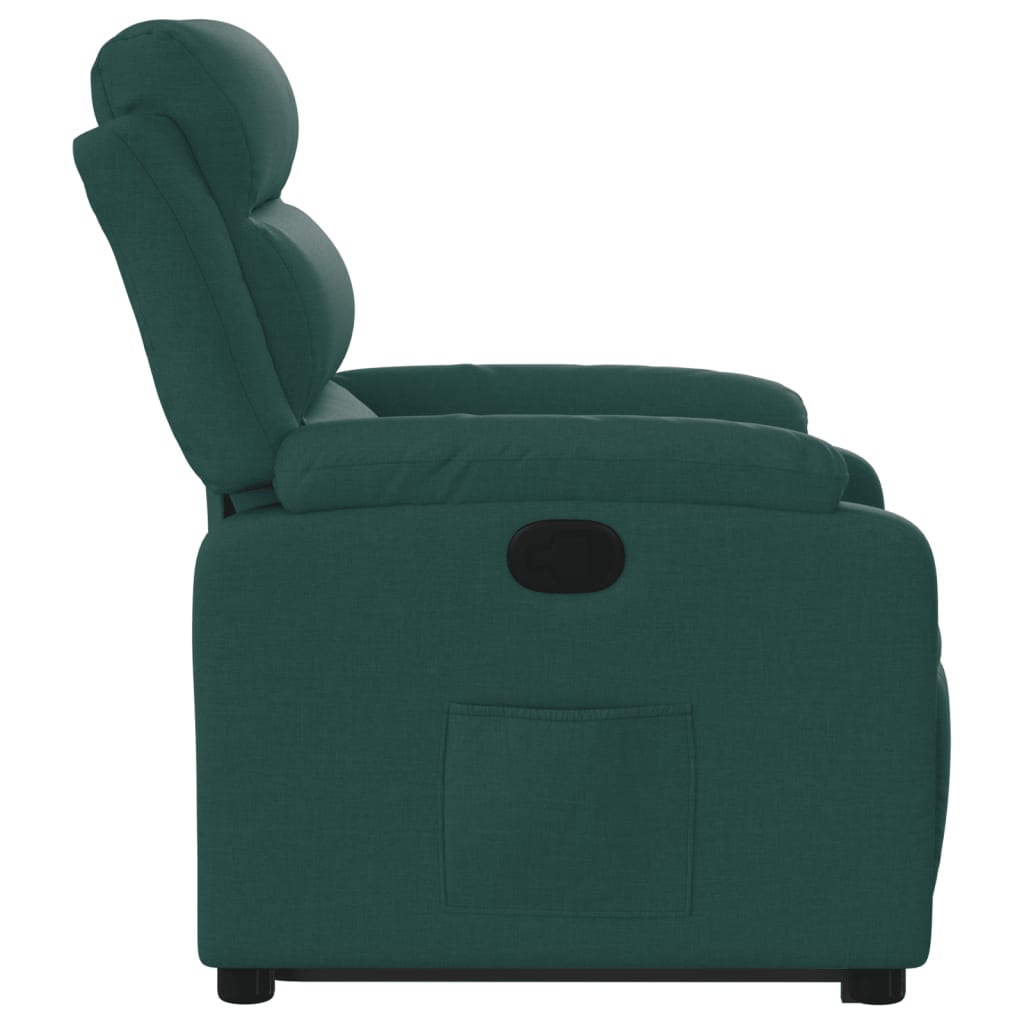 Fauteuil relax avec aide à la verticalisation en tissu vert foncé