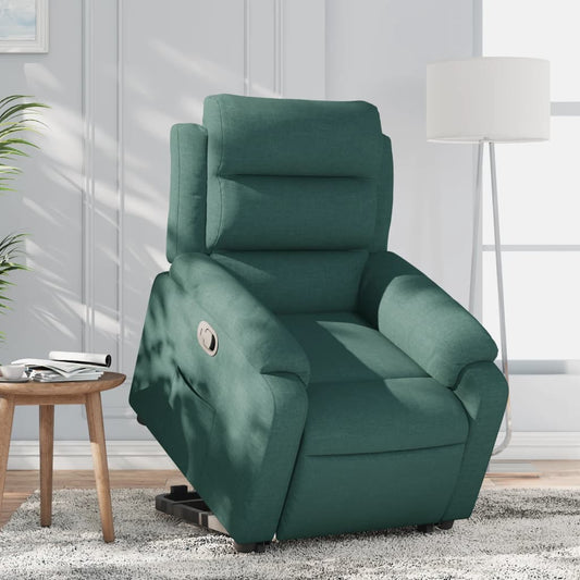 Fauteuil relax avec aide à la verticalisation en tissu vert foncé